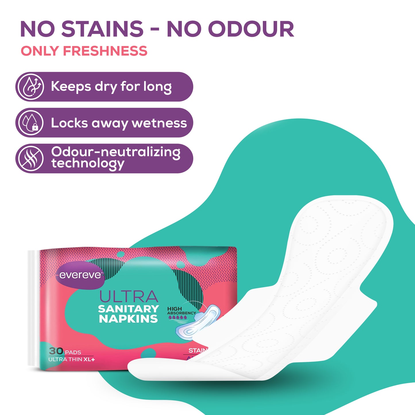 Evereve Ultra Sanitary Napkin/Pad, X-Large, 30's Pack