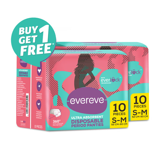 Evereve Ultra Absorbent Disposable Period Panties, S-M, 10's Pack