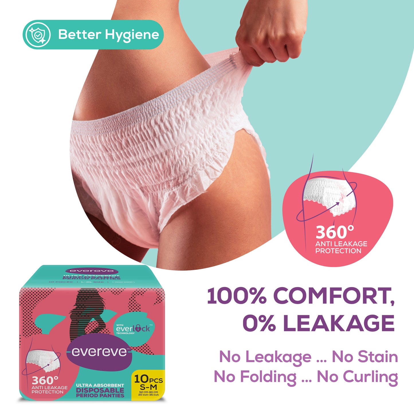 Evereve Ultra Absorbent Disposable Period Panties, S-M, 10's Pack