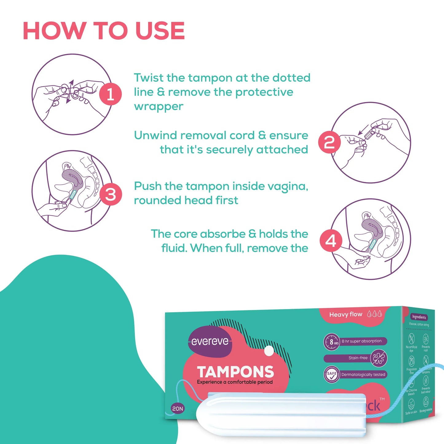 Evereve Viscose Tampon Heavy Flow, 20's Pack