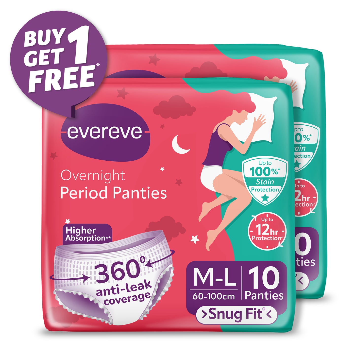 Evereve Ultra Absorbent Disposable Period Panties, M-L, 10's Pack