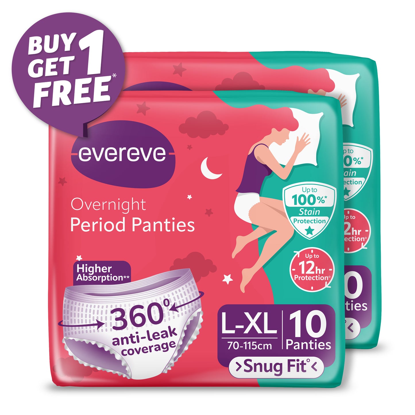 Evereve Ultra Absorbent Disposable Period Panties, L-XL, 10's Pack
