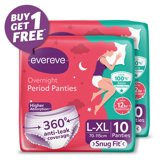 Evereve Ultra Absorbent Disposable Period Panties, L-XL, 10's Pack