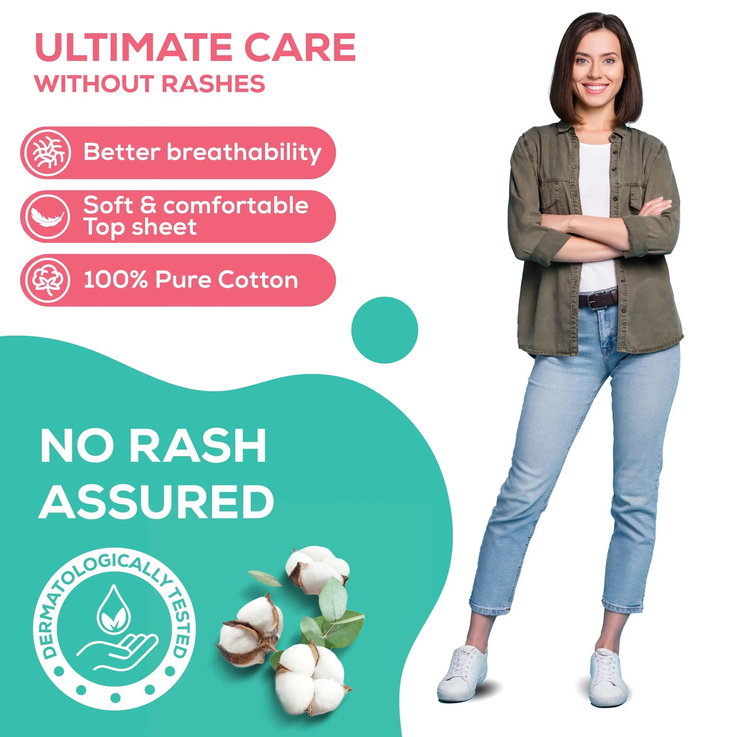 Evereve Ultra Thin Rash Free Cotton Sanitary Pads, XXL, 12's Pack