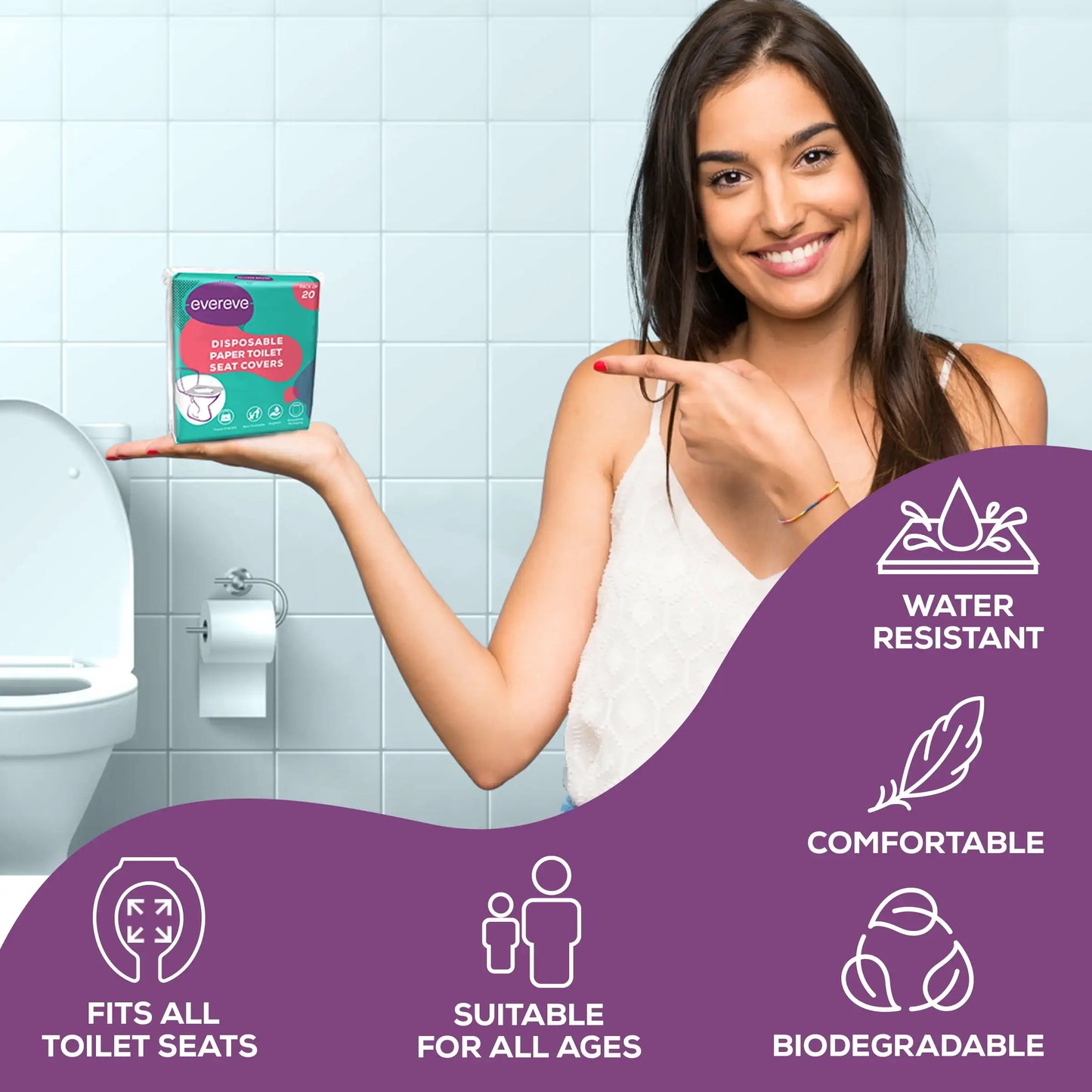 Evereve Disposable Paper Toilet Seat Covers, 40's Pack