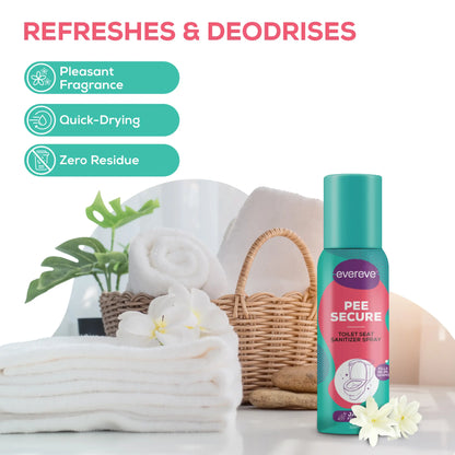 Evereve Pee Secure Toilet Seat Sanitizer Spray Combo, 100ml, 2's Pack