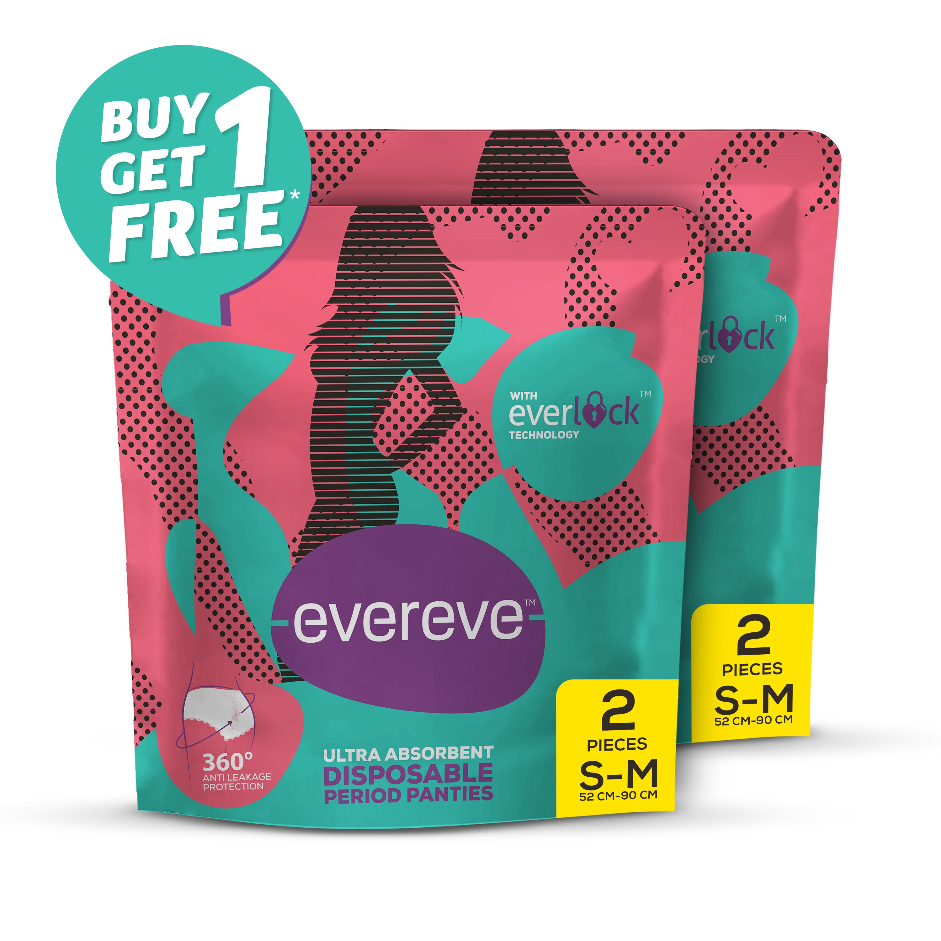 Evereve Ultra Absorbent Disposable Period Panties, S-M, 2's Pack