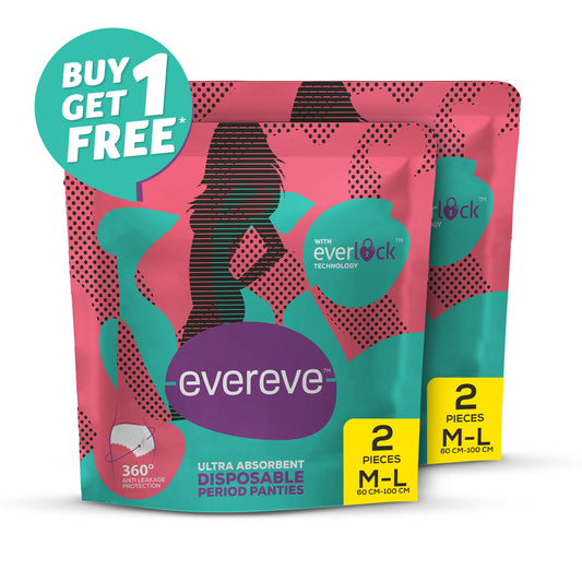 Evereve Ultra Absorbent Disposable Period Panties, M-L, 2's Pack