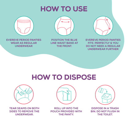 Evereve Ultra Absorbent Disposable Period Panties, L-XL, 2's Pack