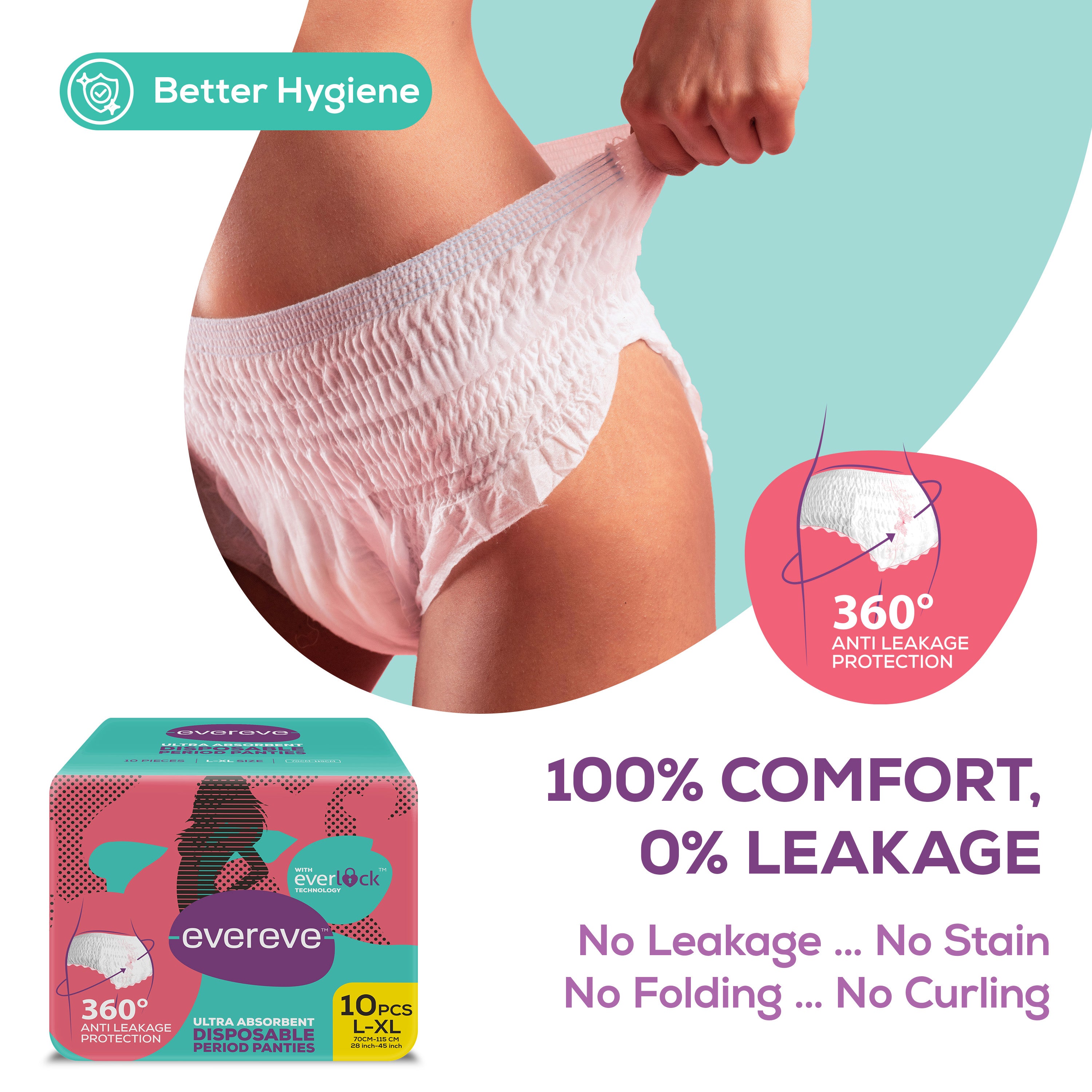 Evereve Ultra Absorbent, Heavy Flow Disposable Period Panties for Sanitary  360 Degree Protection Size - L-XL (10 Panties) 