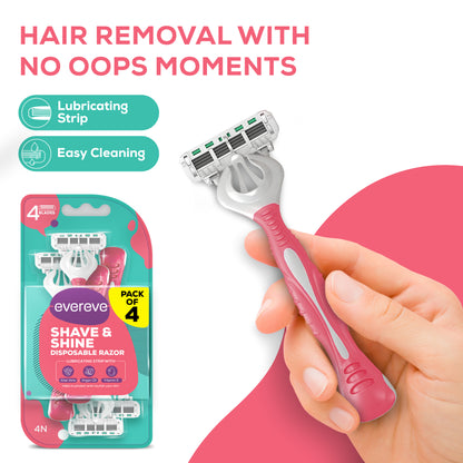 Evereve Shave & Shine 4 blade Disposable Razor, 4's Pack