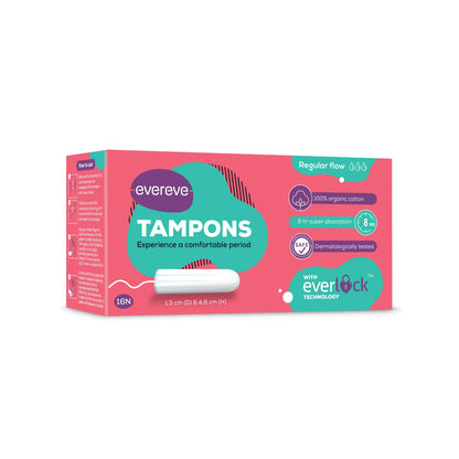 Evereve 100% Organic Cotton Tampons, Regular, 16's Pack