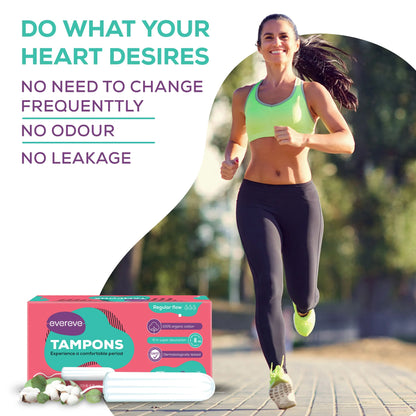 Evereve 100% Organic Cotton Tampons, Regular, 16's Pack