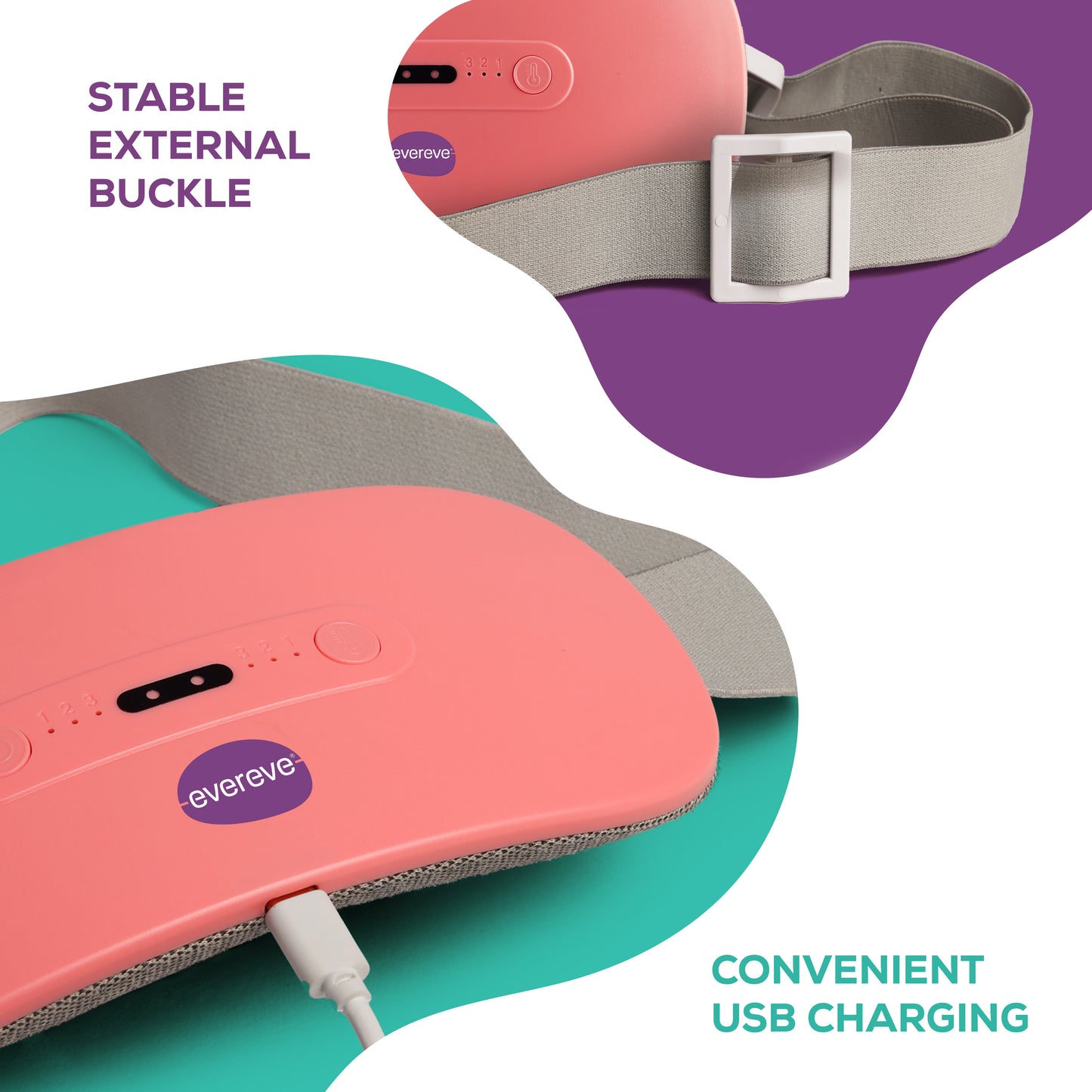 Evereve Electric Heating Pad and Menstrual Massager with Belt, 1 Pc