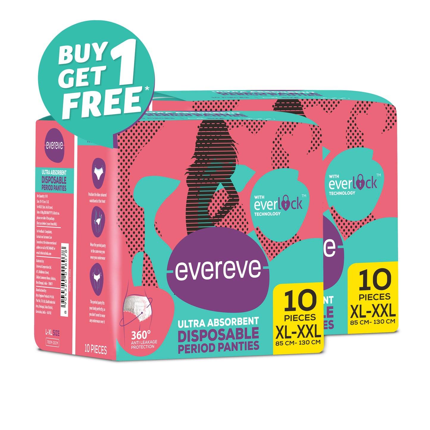 Evereve Ultra Absorbent Disposable Period Panties, XL-XXL, 10's Pack