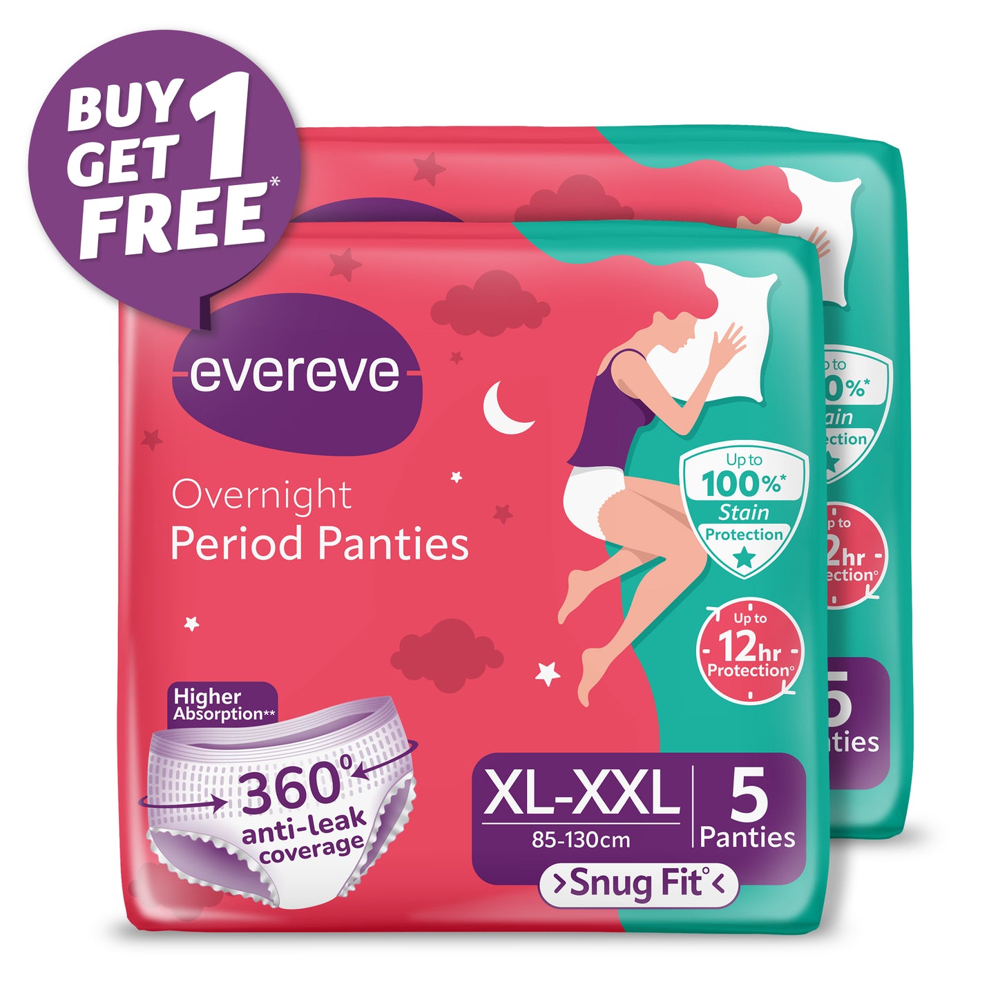 Overnight Period Panties,5's, Buy 1 Get 1