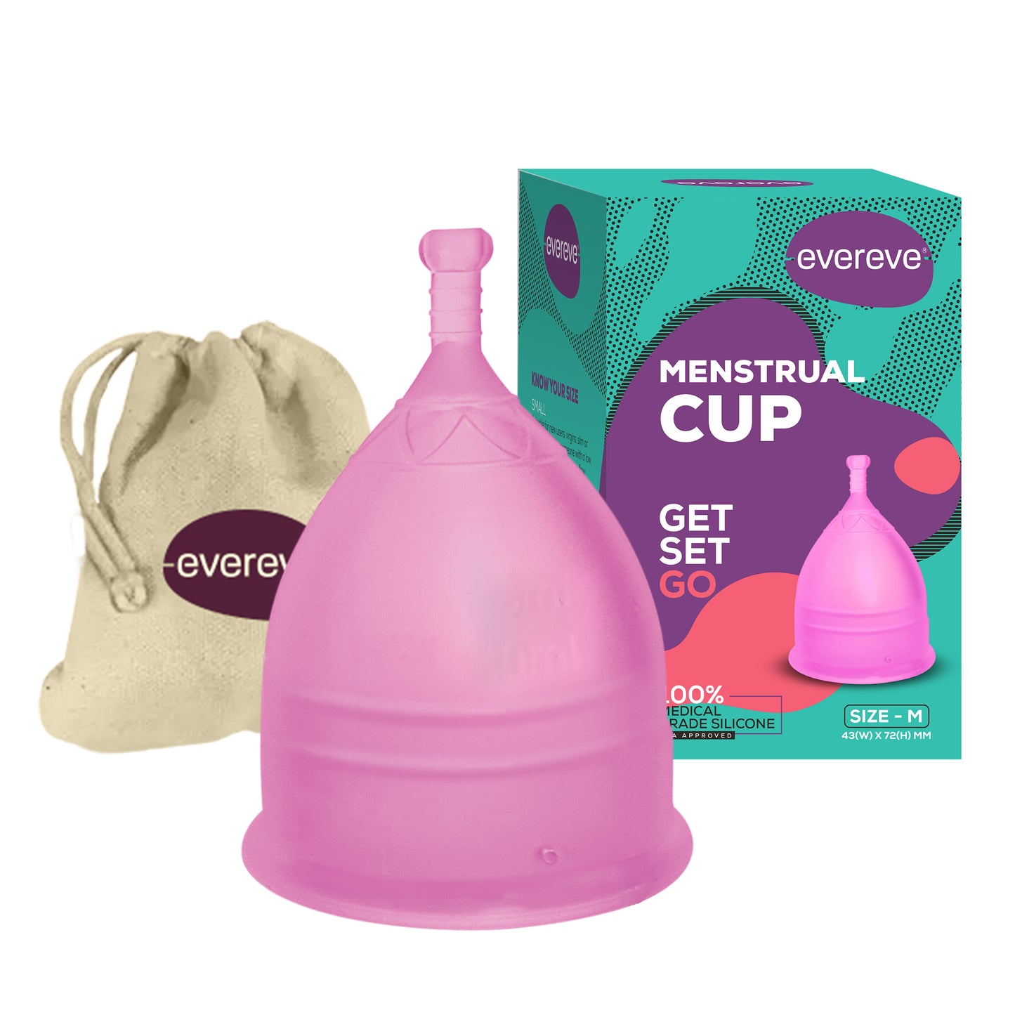 Evereve Menstrual Cup for Women, Medium Size, 1 Pc,Purple