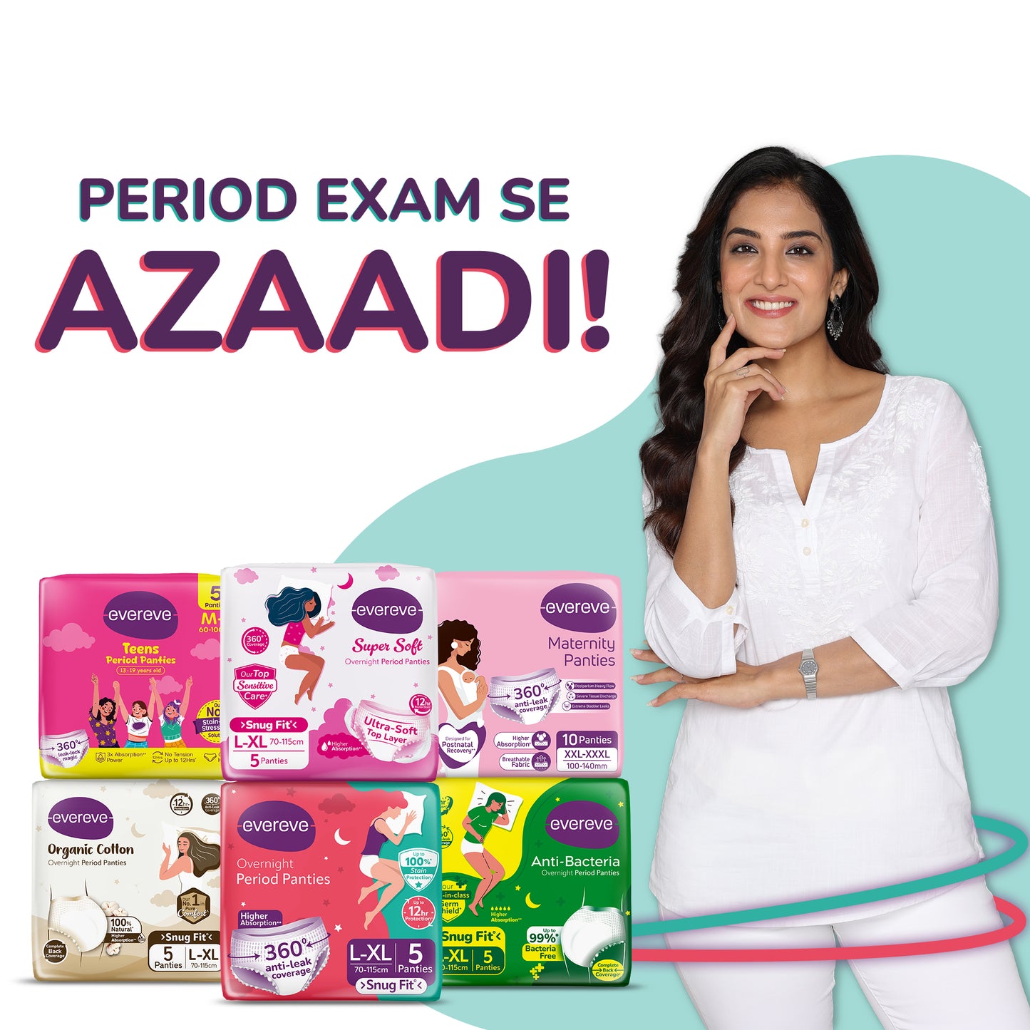 Evereve Period Panty For Girls & Women, (M-L), 10 Pcs, 360 Degree Coverage, 0% Leaks, High Absorbency For Heavy Flow, Maternity Delivery Pads, Postpartum & Overnight Protection, Disposable Panty