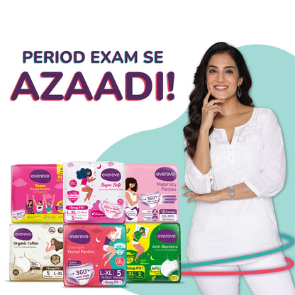 Evereve Period Panty For Girls & Women, (M-L), 10 Pcs, 360 Degree Coverage, 0% Leaks, High Absorbency For Heavy Flow, Maternity Delivery Pads, Postpartum & Overnight Protection, Disposable Panty