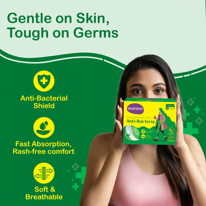 Evereve Anti-Bacterial Panty Liners for Women, 180mm Pack of 60