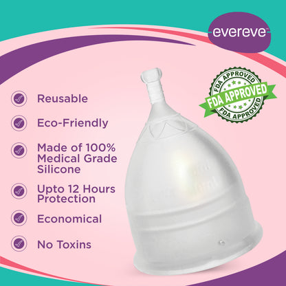 Evereve Menstrual Cup for Women, Large Size, 1 Pc,Transparent