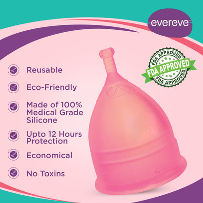 Evereve Menstrual Cup for Women, Small Size, 1 Pc,Pink