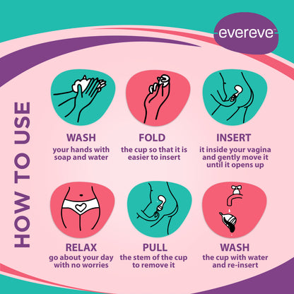 Evereve Menstrual Cup for Women, Small Size, 1 Pc,Pink