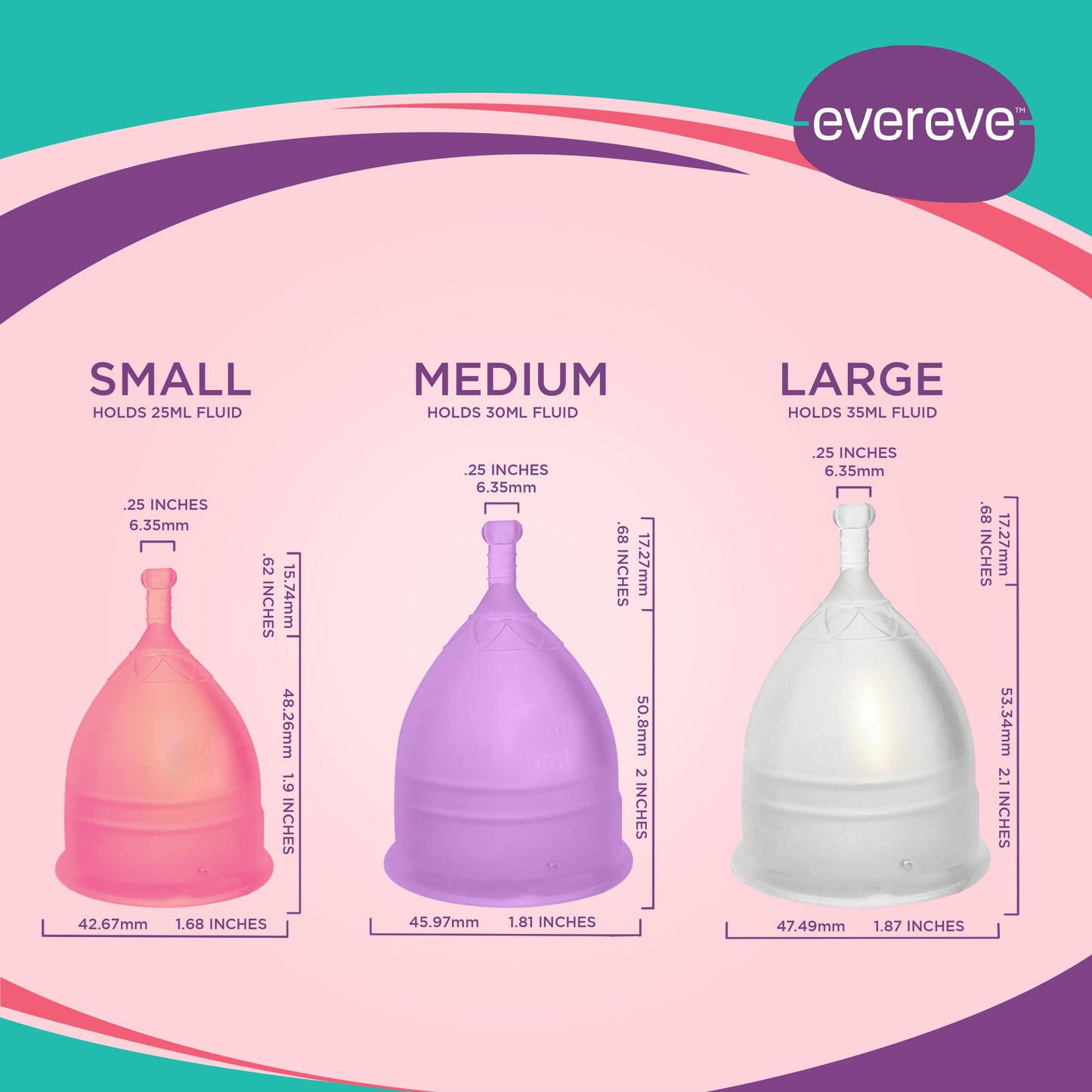 Evereve Menstrual Cup for Women, Large Size, 1 Pc,Transparent