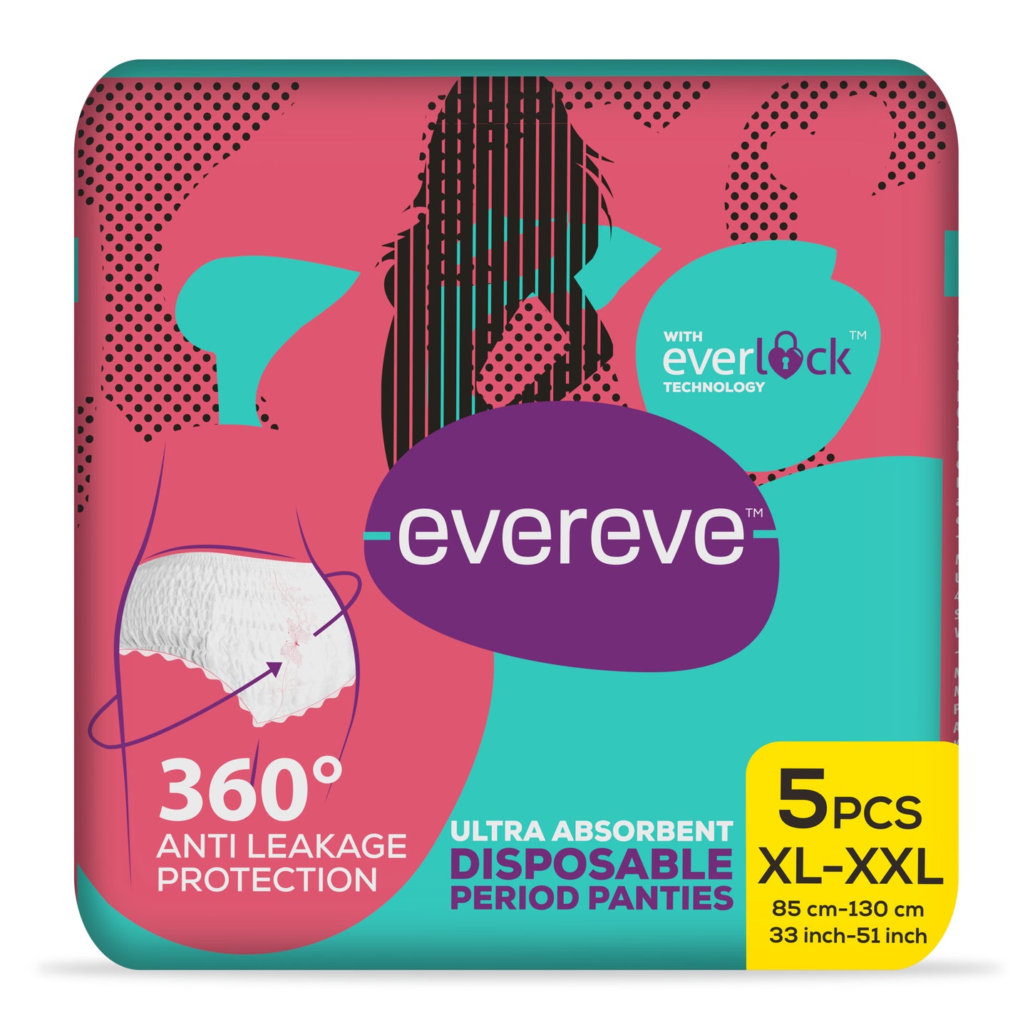 Evereve Ultra Absorbent Disposable Period Panties, XL-XXL, 5's Pack