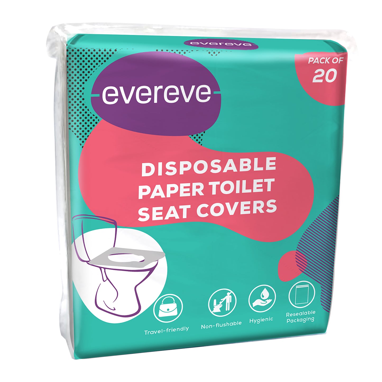 Evereve Disposable Paper Toilet Seat Covers, 20's Pack