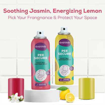 Pee Secure Toilet Seat Sanitizer Spray, Lemon & Jasmine (100ml- Pack of 2)