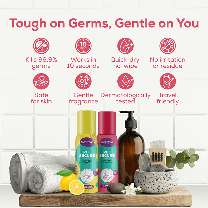 Pee Secure Toilet Seat Sanitizer Spray, Lemon & Jasmine (100ml- Pack of 2)